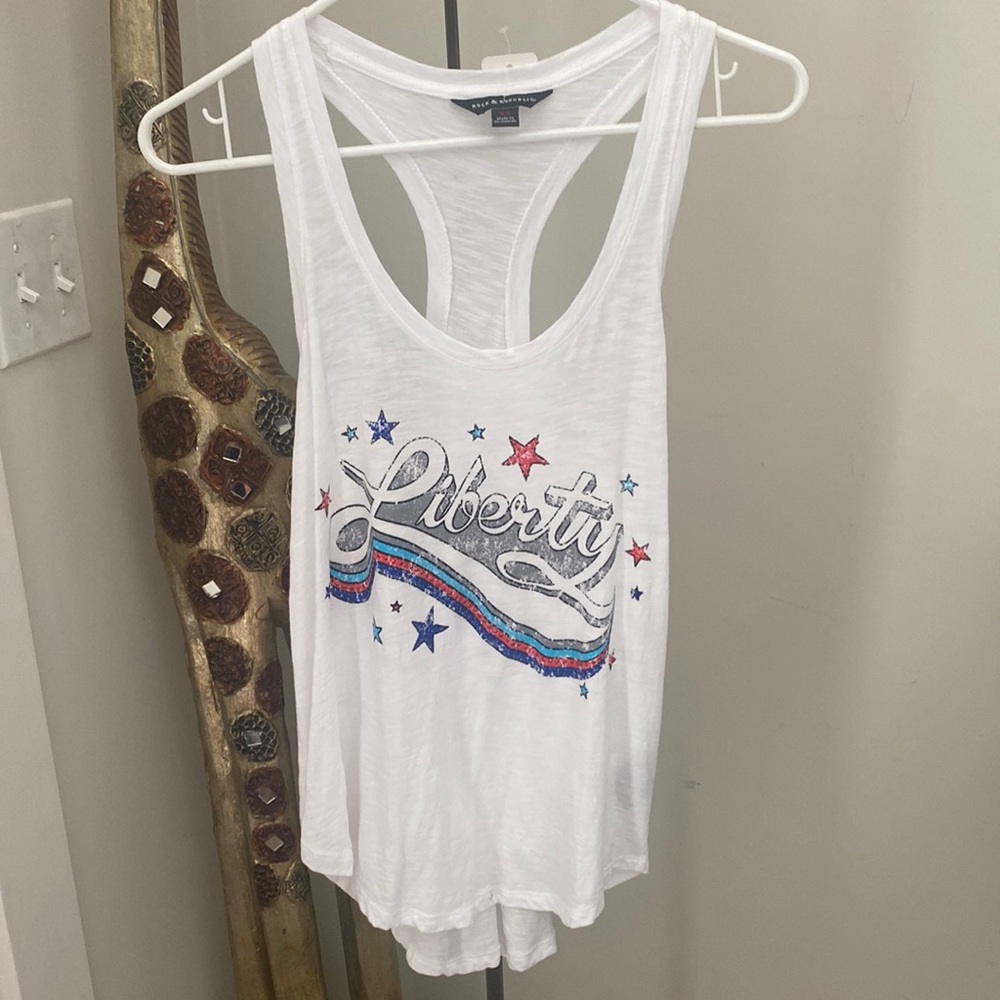 Rock & Republic Liberty Rhinestone Embellished Racerback Patriotic Tank Top XS